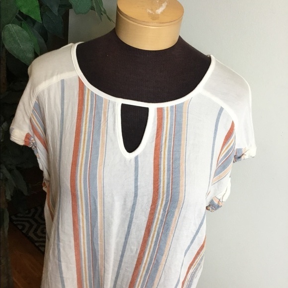 IZ Byer dolman cuffed sleeve stripe tie front tee Woman’s size XL - Picture 10 of 16